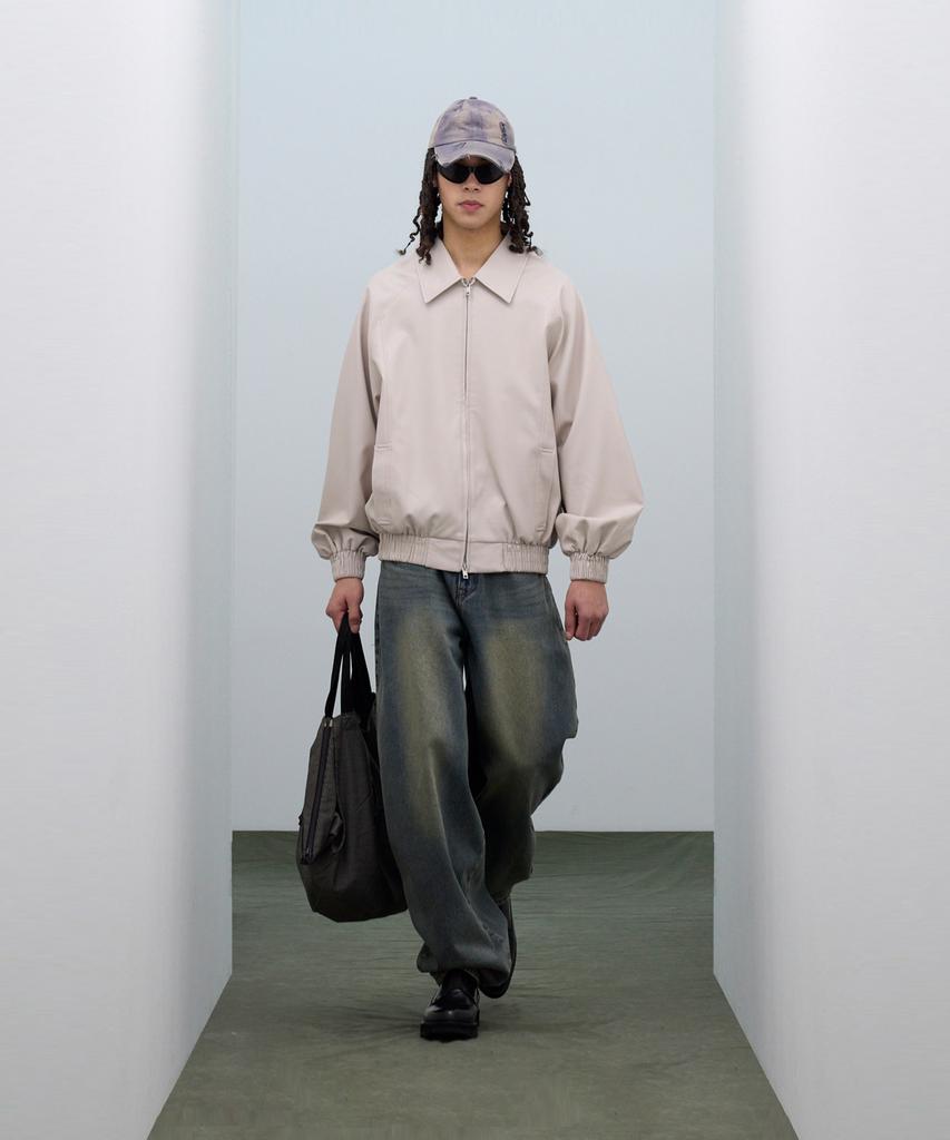 Standarderror 87-Stan058 Raglan Leather Blouson Jacket Ivory