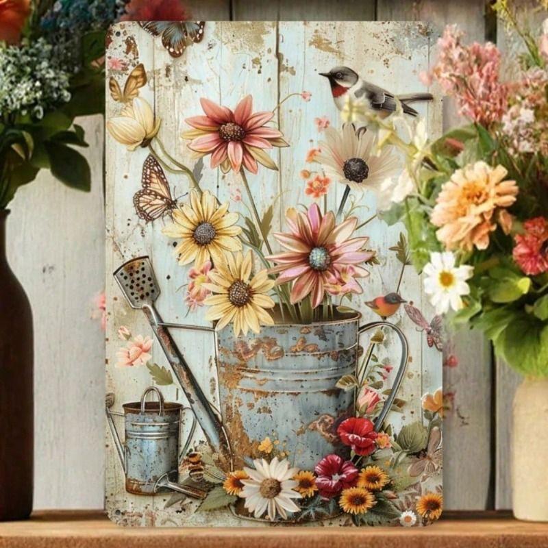 Vintage Metal Poster 8x12 Inch, Rustic Iron Wall Art for Home Cafe Garden