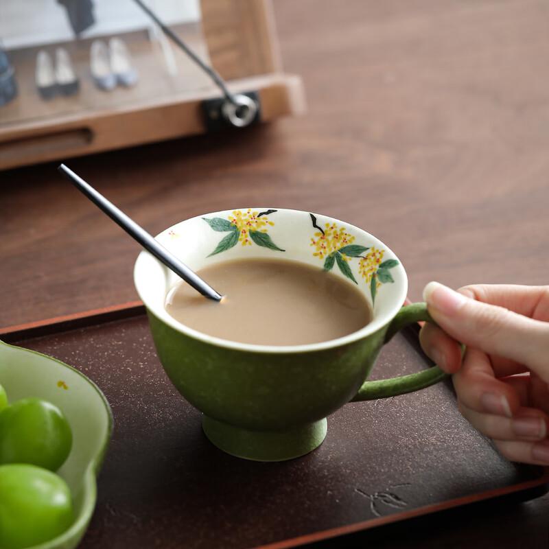 YiPan Ceramic Anti-Scald Coffee Cup with Hand-Painted Design