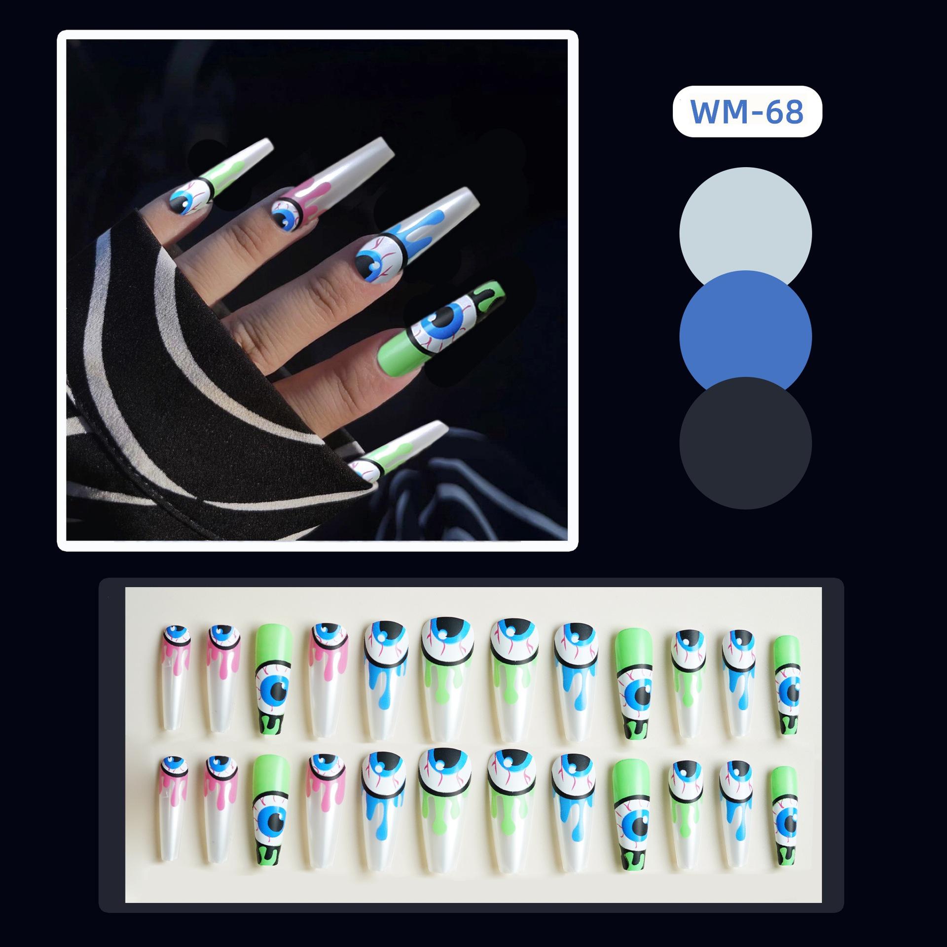 Черно-белый набор Хэллоуинских накладных ногтей  Череп и Призрак  - 24 штуки