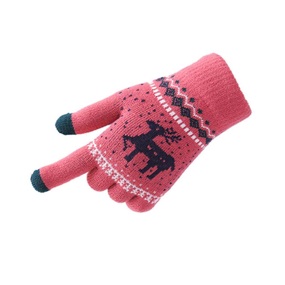 For Girls Stripe Full Fingers Knitted Dots Deer Korean Mittens Women Gloves Christmas Winter Gloves