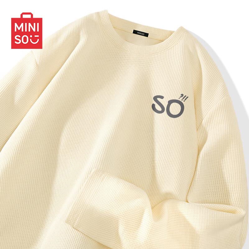 

MINISO Men s Heavyweight Waffle Knit Long-Sleeve T-Shirt M