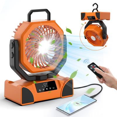 Campingventilator 20000mAh Tragbarer Ventilator 3 in 1 Wiederaufladbarer Batteriebetriebener Ventilator 5 Geschwindigkeiten Wind einstellbar für Reise Schlafzimmer Zuhause Büro