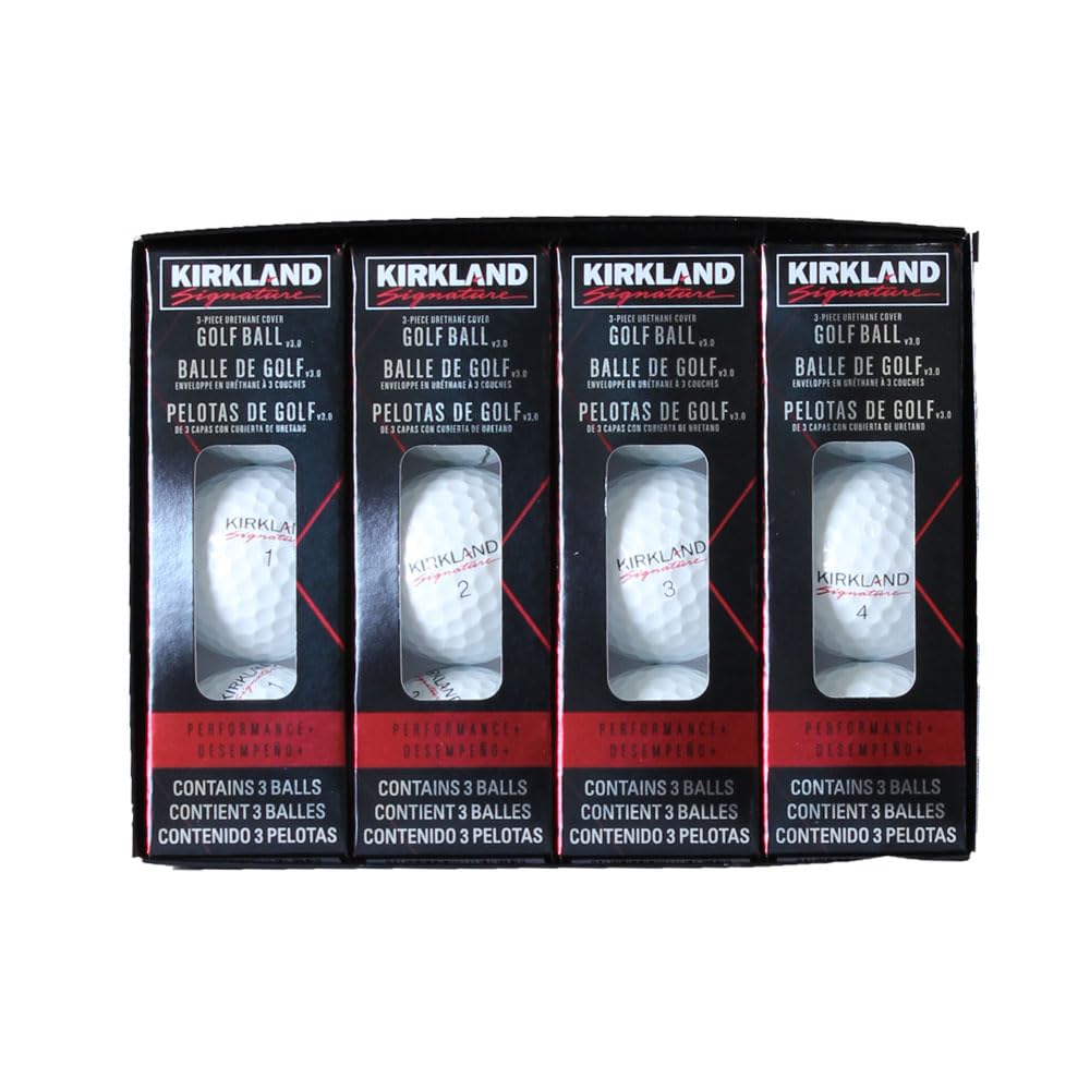 KIRKLAND Signature Performance Golf Urethane 1 Dozen +V3 Balls, 3-Piece Cover, (12 Balls)