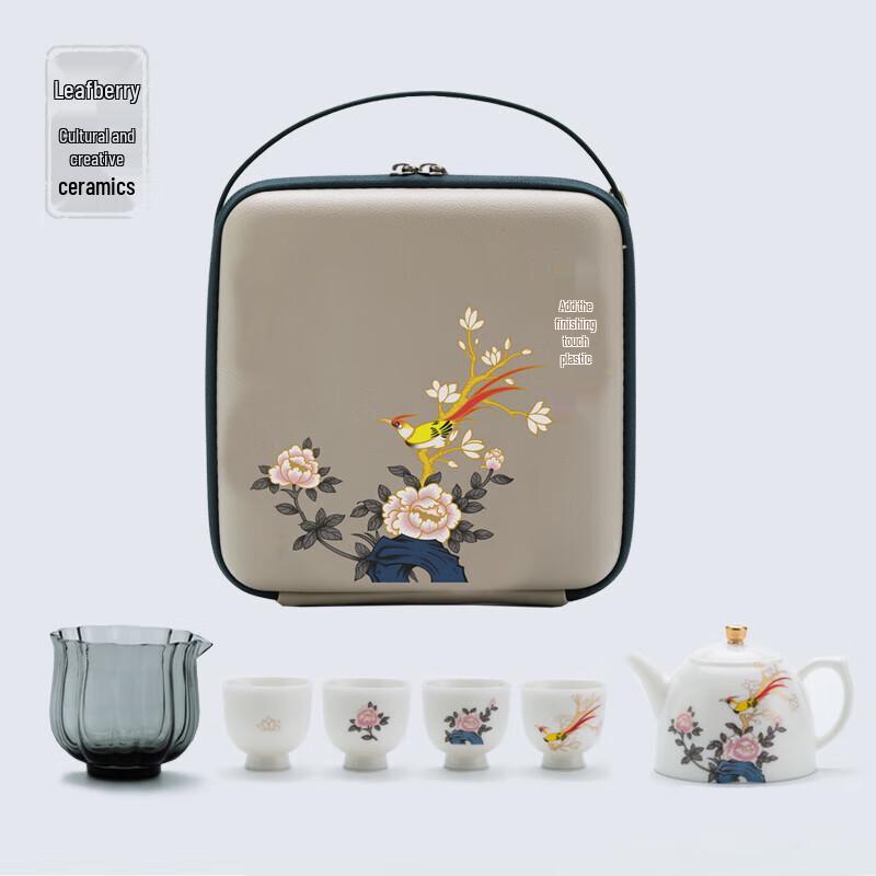 YECOH Brocade Flowers Travel Tea Set