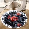 Ink Wash Rose Round Rug Nonslip Area Rug Office Chair Mat Carpet For Living Room Bedroom Home Decor