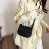 PU Leather Shoulder Bag Solid Color Crossbody Bag Fashionable Small Square Saddle Bag  Women