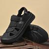 Summer Men's Leather Sandals Handmade Outdoor Ventilated Beach Slides Non-Slip Sole Casual Shoes