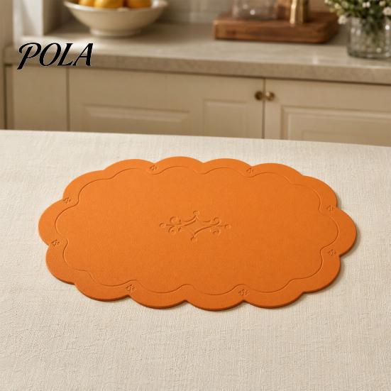 Easy Clean Table Mat 2PCS Leather Placemats, with Embossment Design, Waterproof No-Slip Heat Scratch Resistant Placemat Mats, Flexible Foldable