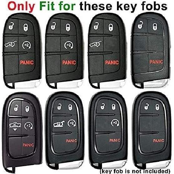 Tukellen For Jeep Dodge Key Fob Cover Premium Soft Full Protection Key Case Shell Compatible With Jeep Grand Cherokee Wrangler Compass Cherokee