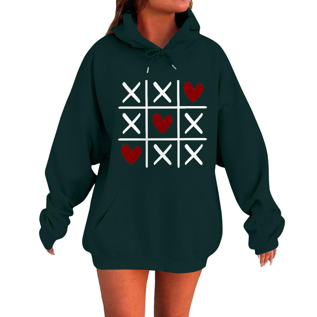 Damen Locker Bequem Lässig Modisch Liebe Aufdruck Langarm Sweatshirt