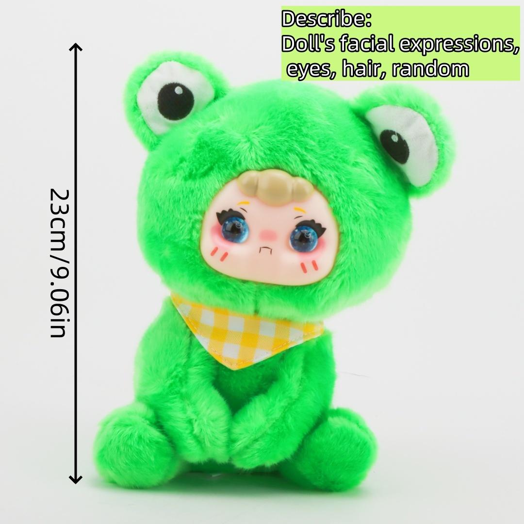 

Cute Random Face Frog Plush Toy Vinyl-Plush Hybrid Stuffed Animal Adorable Kawaii Cartoon Frog Gifts for Kids&Amphibian Lovers 23cm