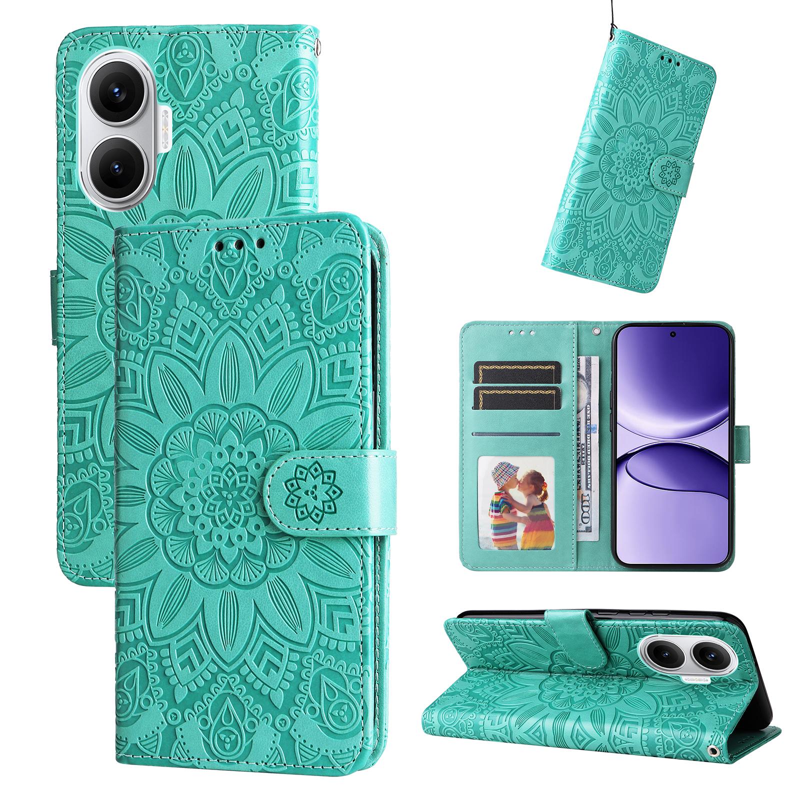 

For Xiaomi Poco F7 5G Case Sunflower Imprint Leather Wallet Phone Cover Purple