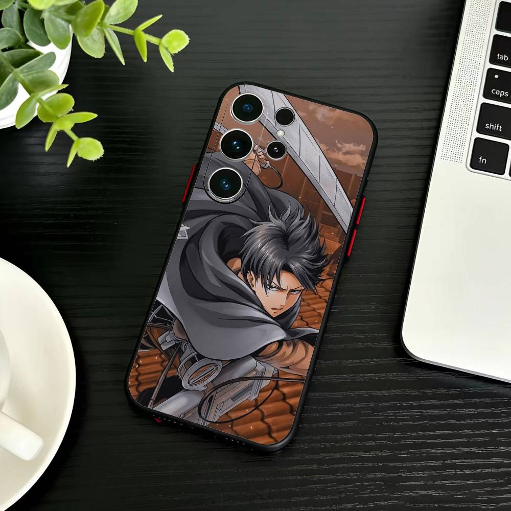 Attack On Titan Levi Ackerman Phone Case For Samsung S26,S25,S24,S23,S22,S21,S20,Ultra,Plus,FE Black Soft Cover
