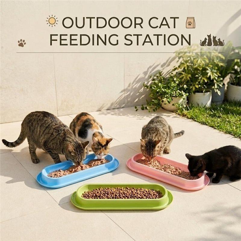 ABKP-Multi-Cat Home 4Pack Long Pet Food Bowls Large Capacity Non-Slip Easy Clean Dishes Indoor & Outdoor Feeding