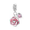 Beautiful 925 Sterling Silver Red Valentine's Day Infinity Love Rose Pendant Fit DIY Bracelet Necklace Date Accessories Gifts