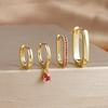 4PCS Luxury Gold Plated U-shape Hoop Earrings Set for Women Geometric Pendant Huggie Punk Unisex Rock Earring Piercing Jewelry