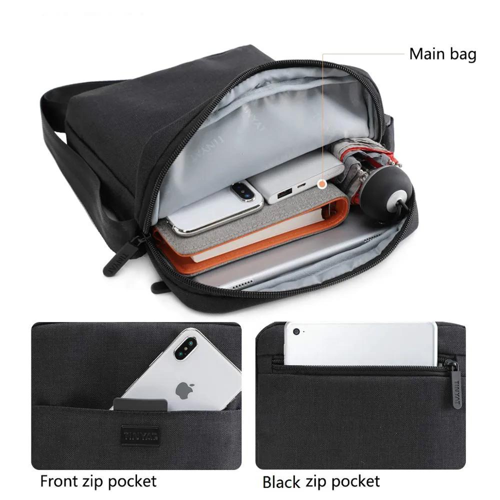 Men's Bags Light Canvas Shoulder Bag for 7.9' Ipad Casual Crossbody Bags Waterproof Business Shoulder Bag for Men 0.13kg