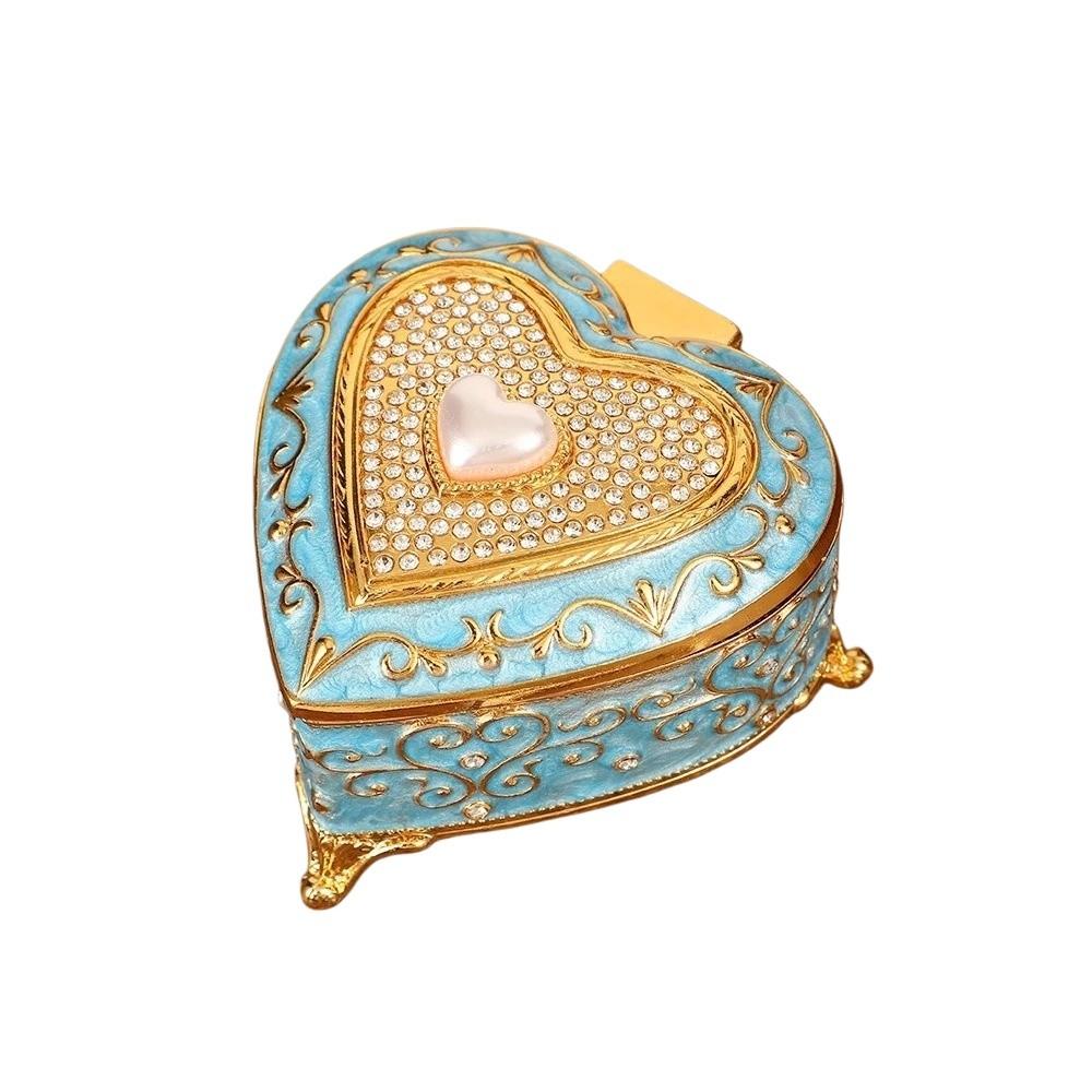 Zinc Zinc Zinc Alloy Retro Jewelry Container European Style Trinket Case Fashion Heart Jewelry Box Gifts