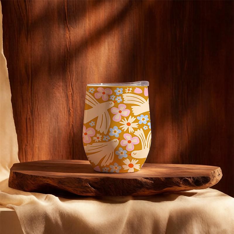 Eggshell Cup 355ml Flower Dove Element U Shape Eggshell Cup Egg Shaped Insulated Cup Printed Water Cup Mini Pocket Cup Eggshell Cup 355ml