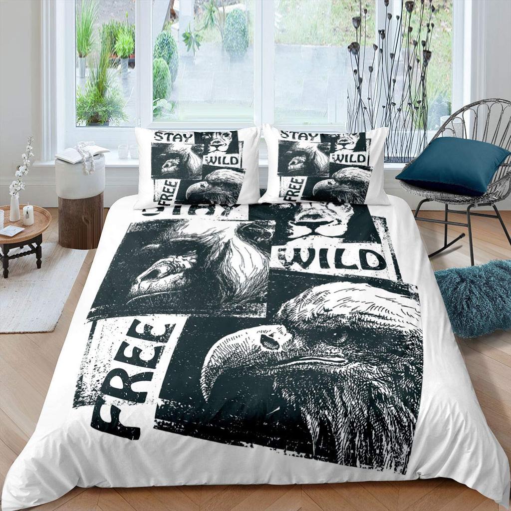 Monkey Duvet Cover SetMonkey Bedding Set Full Queen SizeCute Monkey Comforter CoverCartoon Animal Comforter Cover Set 2/3pcs