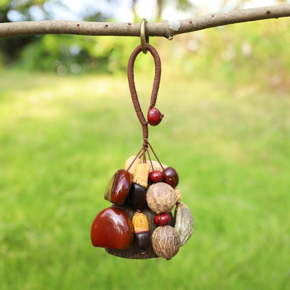 Handmade Natural Fruit Shell Bag Keychain Personality Multifunctional Usage Fruit Shell Wind Chime Ornament Bag Accessories