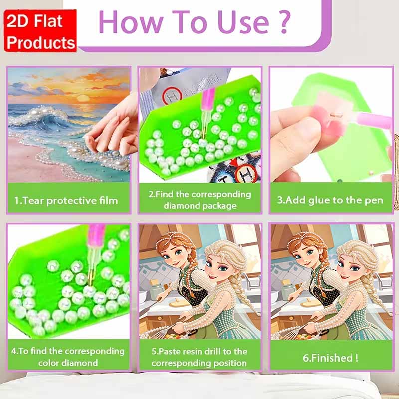 Disney Pearl Painting Anna and Elsa DIY Pearl Painting Gem Art Pearl Dot Painting Picture Crafts Adult Beginner Gifts Home Decor