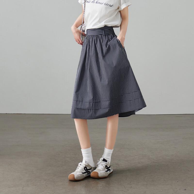 Jupe A-line à carreaux taille haute pour femme SOFSIL