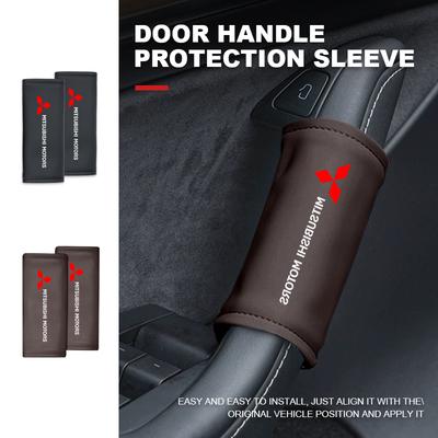 For 1/2pcs Leather Car Roof Armrest Pull Protection Cover Gloves Door Handle Outlander Lancer Eclipse Mirage Xpander