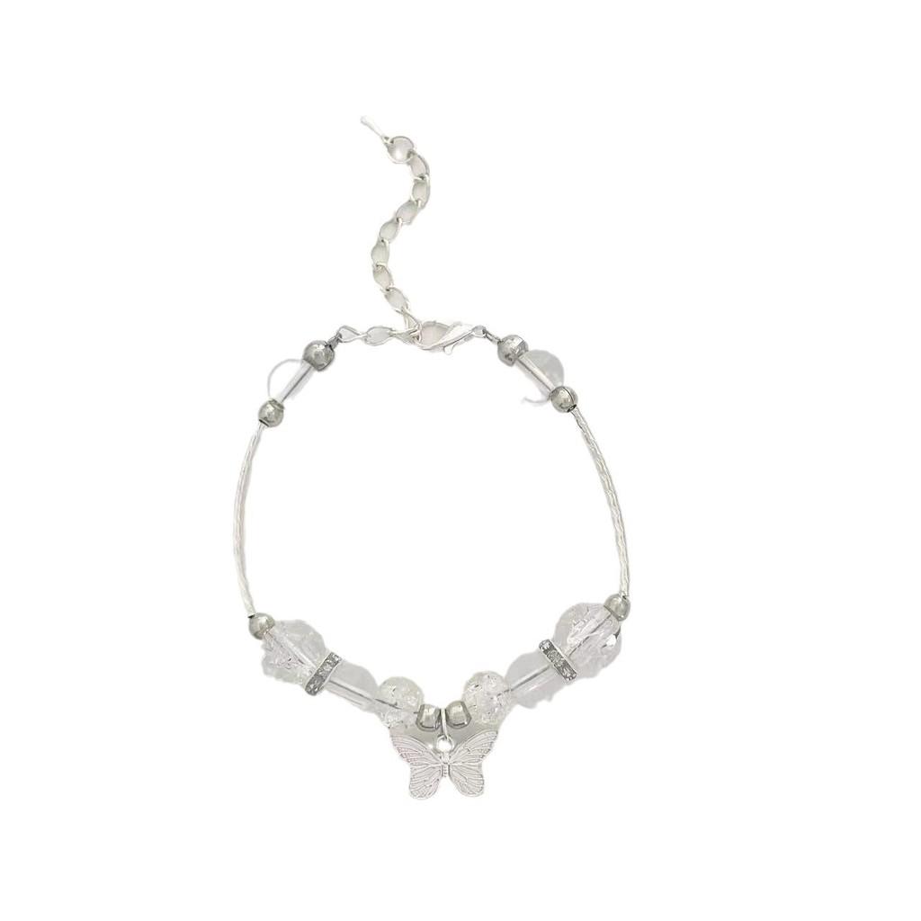 Sophisticated Silver Butterfly Bracelet Elegant Glass Beads Chinese Tradition