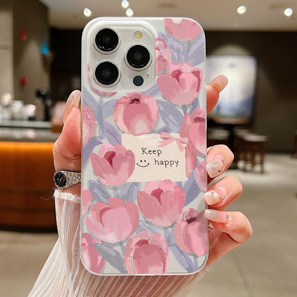 Handyhüllen für iPhone 11 13 15 Pro Max 12 14 Pro Max Hülle iPhone 16 15 Plus 13 Pro 12 Frosted Texture Painted Cartoon Flowers