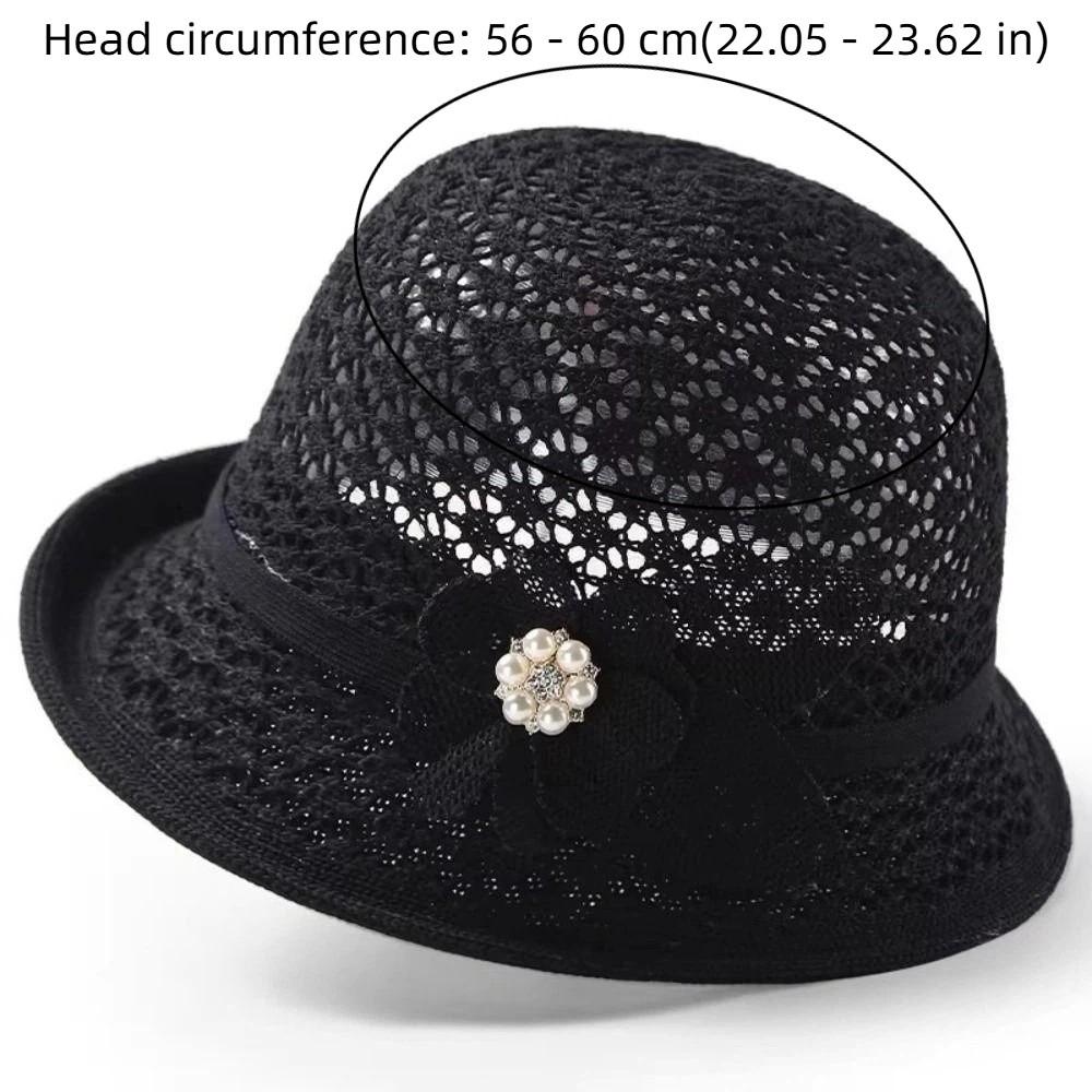Elegant Hollowed-Out Sun Hat Adjustable Short-Brimmed Style Mother Flower Bucket Hat Breathable Lightweight Fisherman Hat