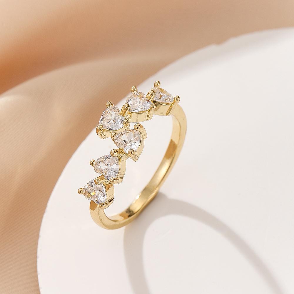 

Love Diamond Cuff Rings For Women Inlaid Zirconia Copper Adjustable Finger Accessory