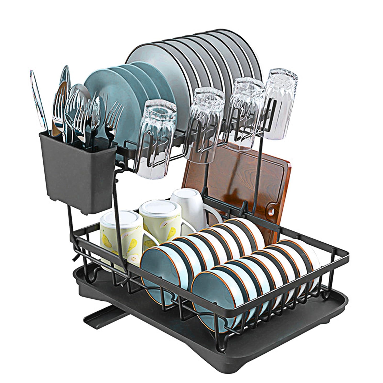 

OMIQIY Сушилка для посуды 2-ярусная Автоматическая Сушилка для посуды Посуда Посуда x 30 x Поддон, Стойка, Сушка, Стойка, Поддон, Стойка, 42.5 30.5см чёрный