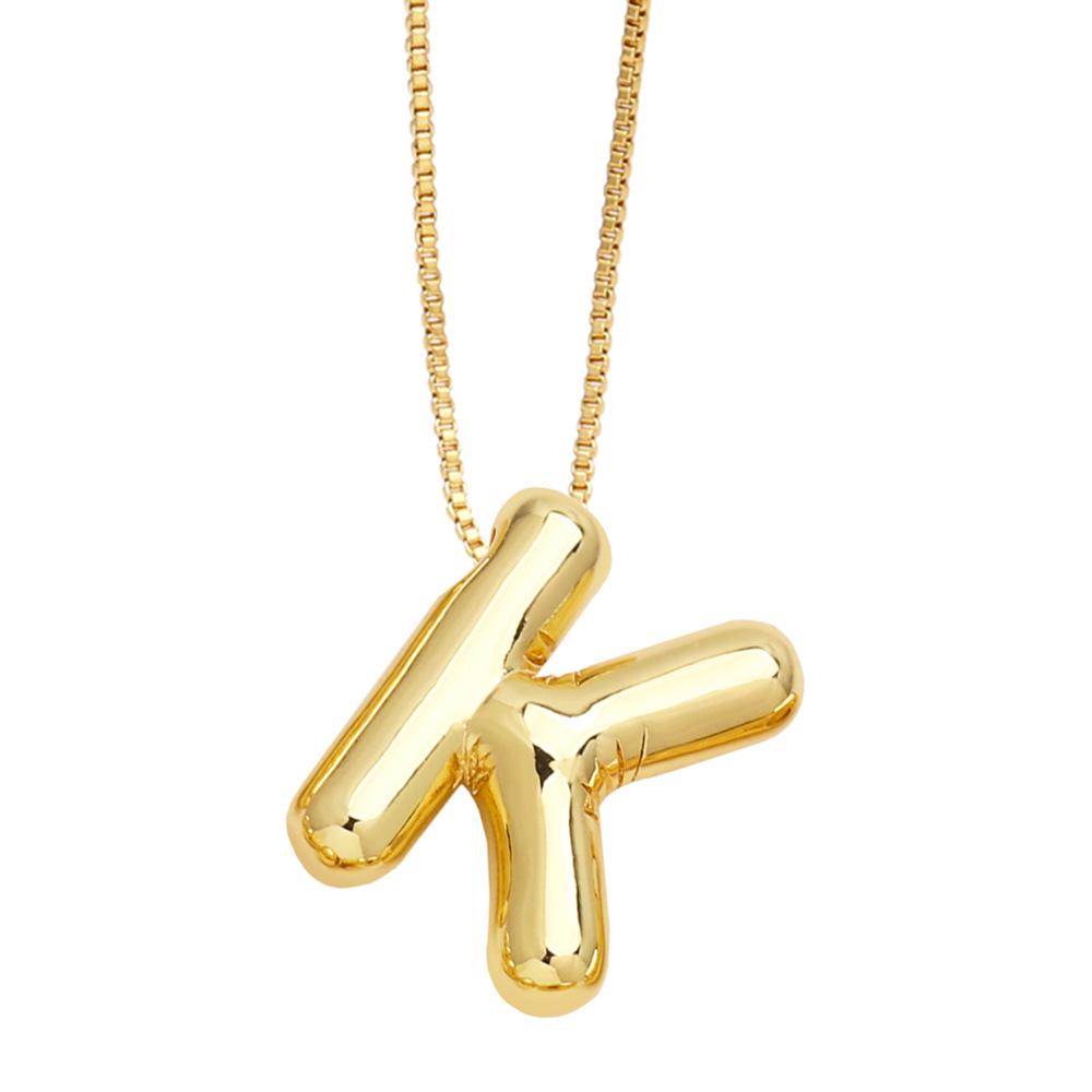 18K Gold-Plated Smooth Letter Pendant Necklace - Unique & Versatile Design