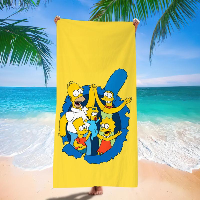 Popular Anime Cartoon Simpson Beach Towel Microfiber Quick-Drying Towel Strong Absorbent Bath Towel