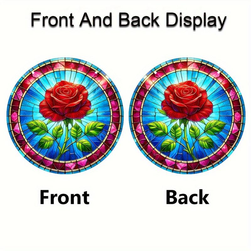 2D Flat Red Rose Theme Acrylic Decoration Sign, Rose Floral Design, Suitable for wall decoration, porch, room, villa, accents Home, Hallway, or Workpl