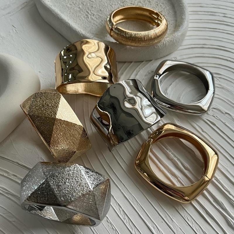 Alloy Open Bracelet Jewelry Geometric Surface Exaggerated Jewelry Women's Wide Surface Electroplating Bracelet