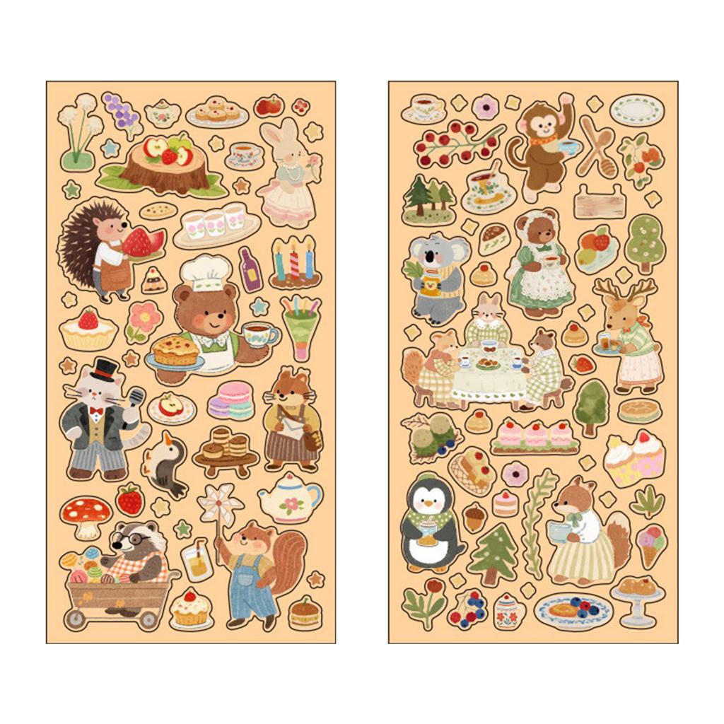 Cartoon Animal Scrapbooking Sticker Transparent Decorative Sticker for DIY Craft Journaling Scrapbook Journal Planner