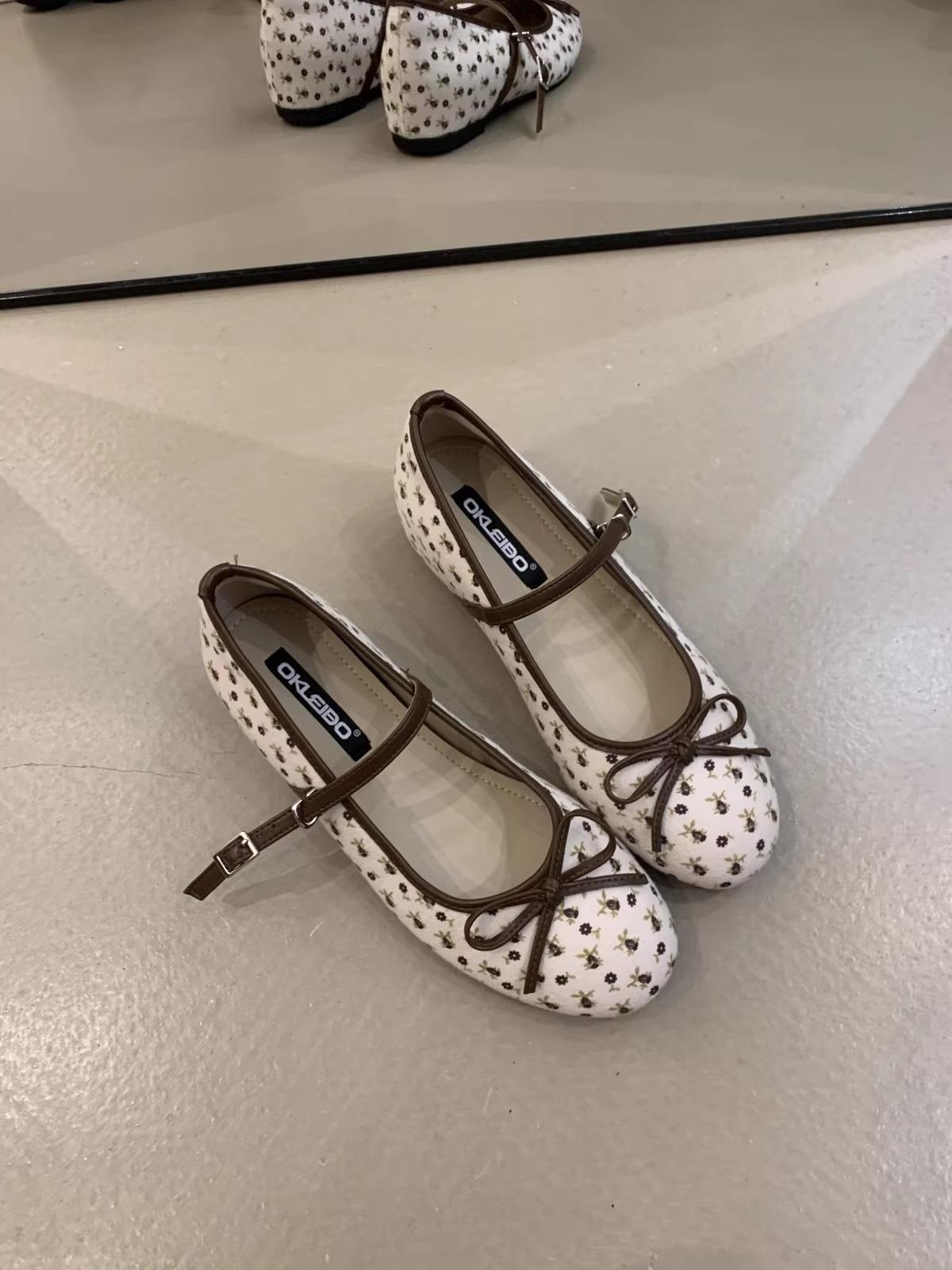 

French fairy Mary Jane shoes 22 years old spring sweet gentle cute bow shallow mouth word evening shoes 35