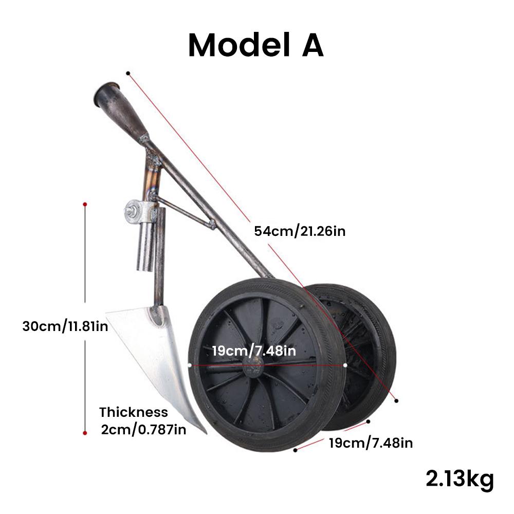 3 In 1 Multifunctional 2Wheels Power-Assisted Weeding Scarifying Hoe, Ditching And Scarifying Triangular Hoe, Agricultural Tools