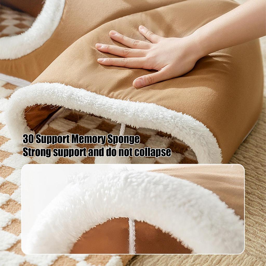 Winter Indoor Warm Plush Cat Bed Tunnel Warm Shelter Tent House Toys for Dog Play and Sleep Integrated Hide and Seek Pet Nest