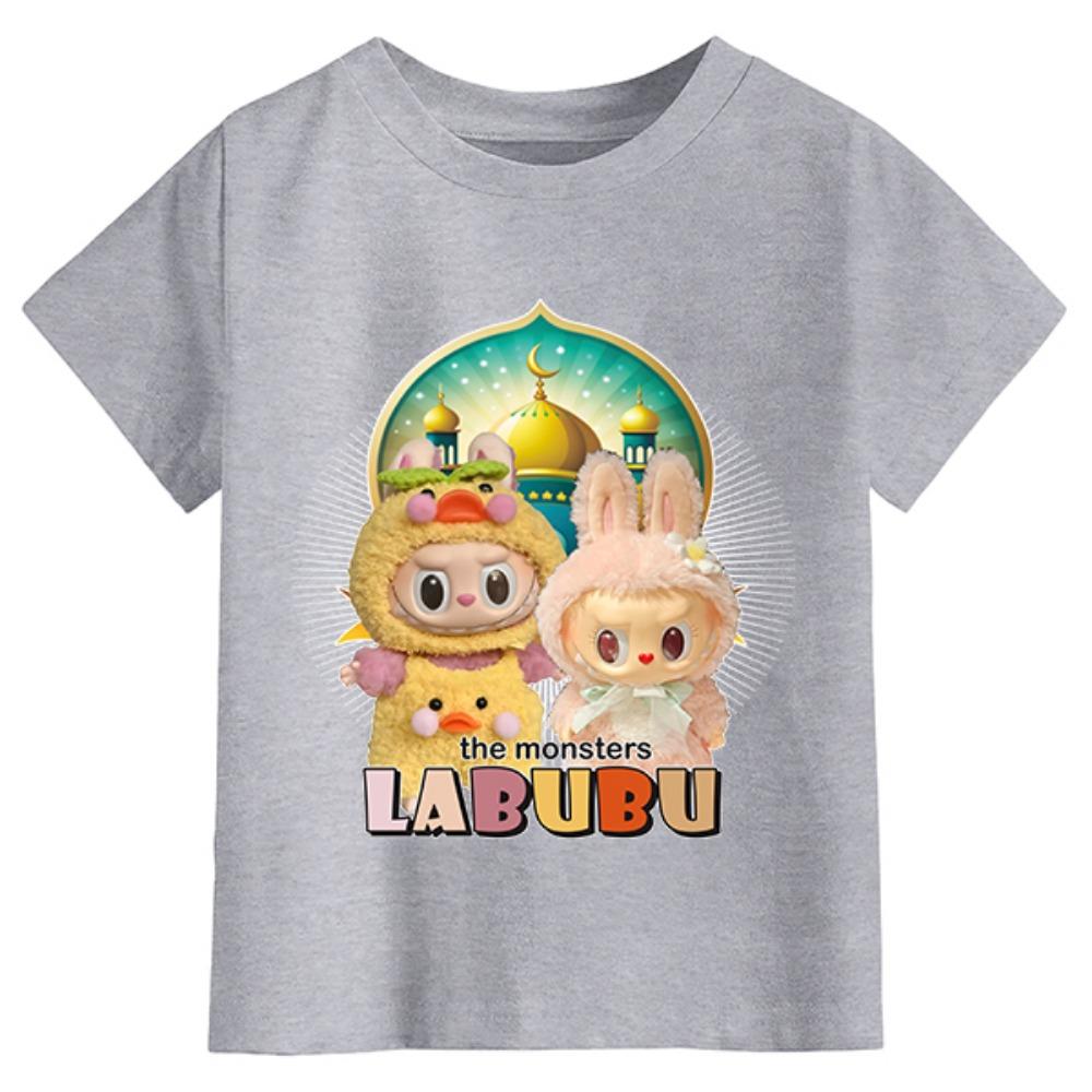 

Новая детская футболка Labubu LABUBU Мультяшный Милый Узор Для Девочки Круглый Вырез Короткий Рукав Повседневная Универсальная Одежда 100