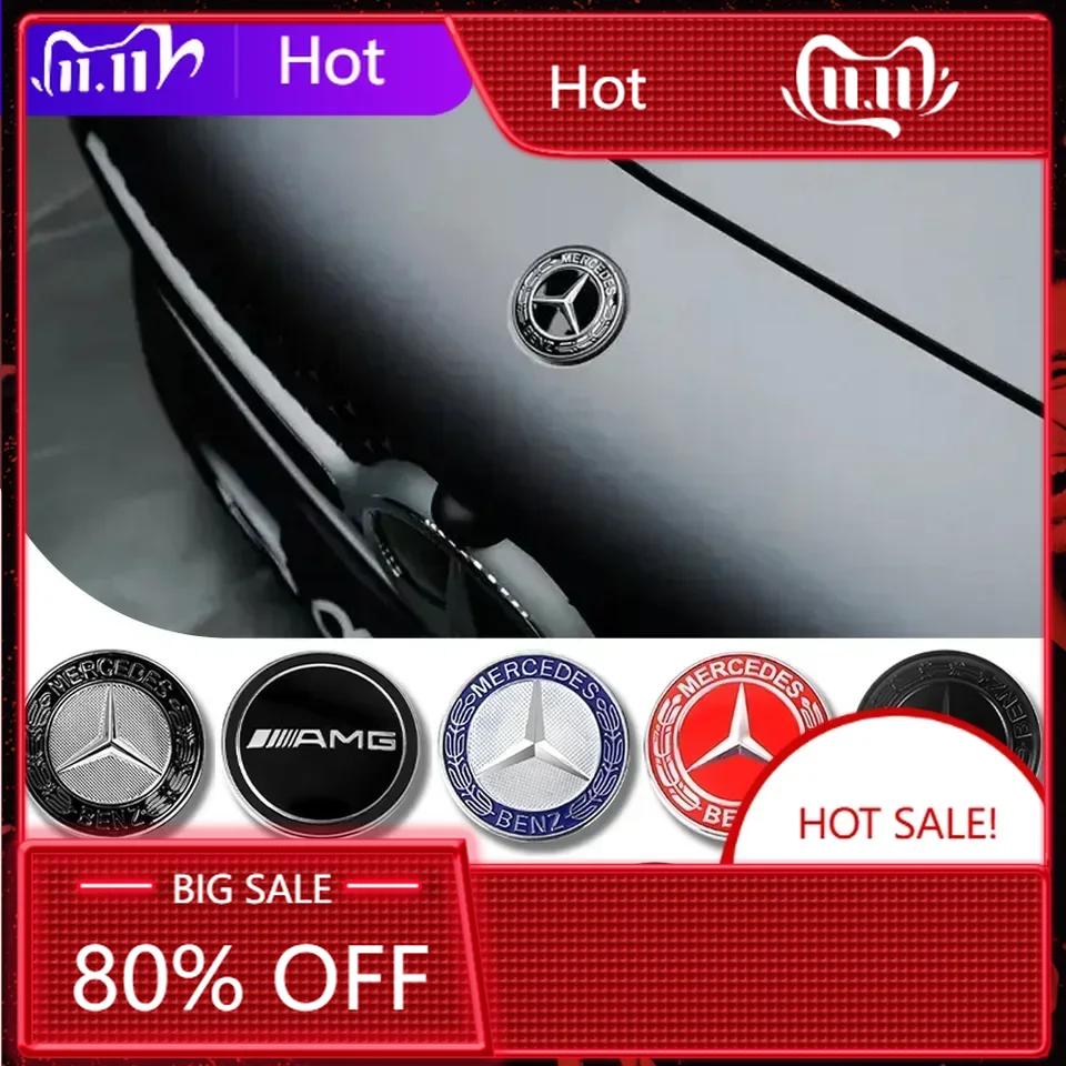Für Mercedes Benz 57mm Aluminium ABS Auto Flaches Haubenemblem Aufkleber Frontabzeichen Logo Dekor Zubehör Für Mercedes Benz AMG W206 W