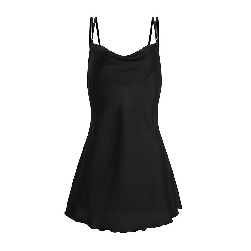 Women's Plus Size Satin Roll Neck Slim Butterfly Backless Sleep Dress Lounge Set