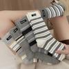 Department Of Gray And Blue Cloth Label Striped Stacking Socks Women'S Contrasting Color Retro Medium Tube Socks Pure Cotton Stockings