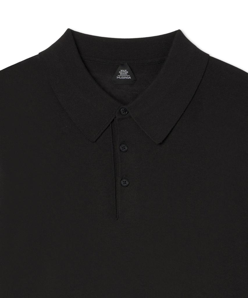 MAN ON THE BOON Polo Knit T-Shirt Black