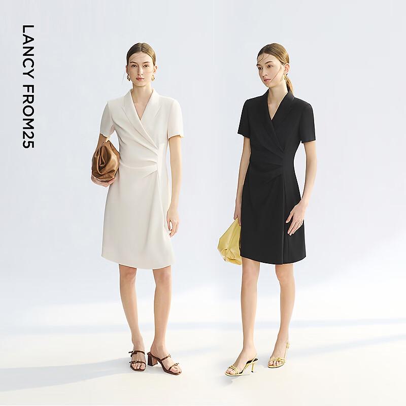 LANCY Notched Lapel Acetate Blend Suit Dress