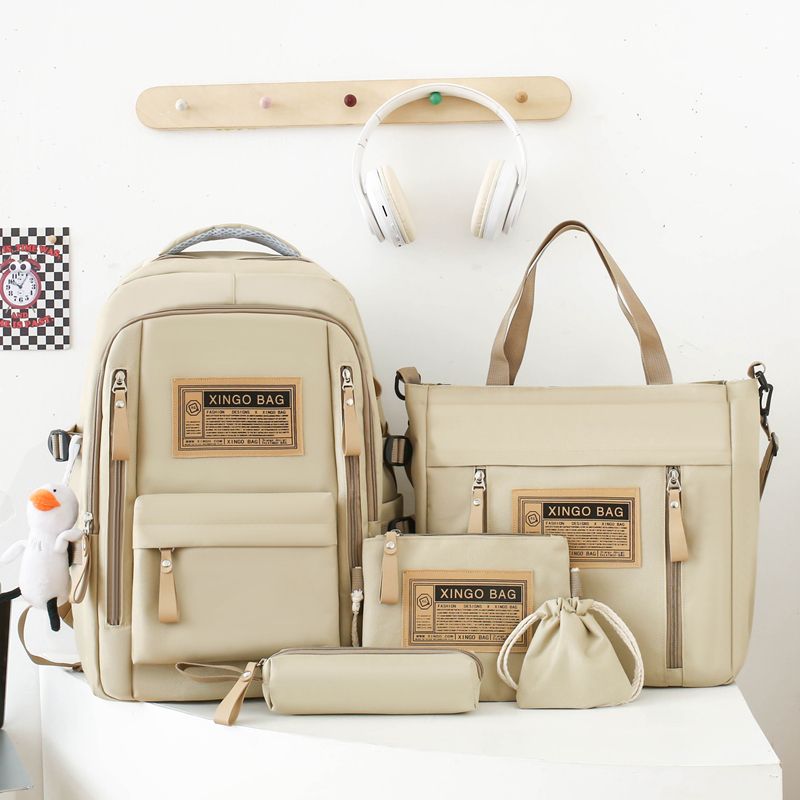 4pcs/set Backpack Female Junior High School Large Capacity High School College Style Schoolbag Outdoor anti backpack