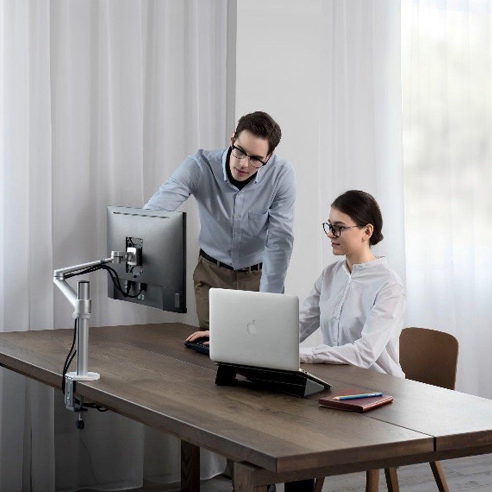 LOE Single Monitor Arm Display Desk Mount with Clamp, Simple and Stable, LOL1, Silver